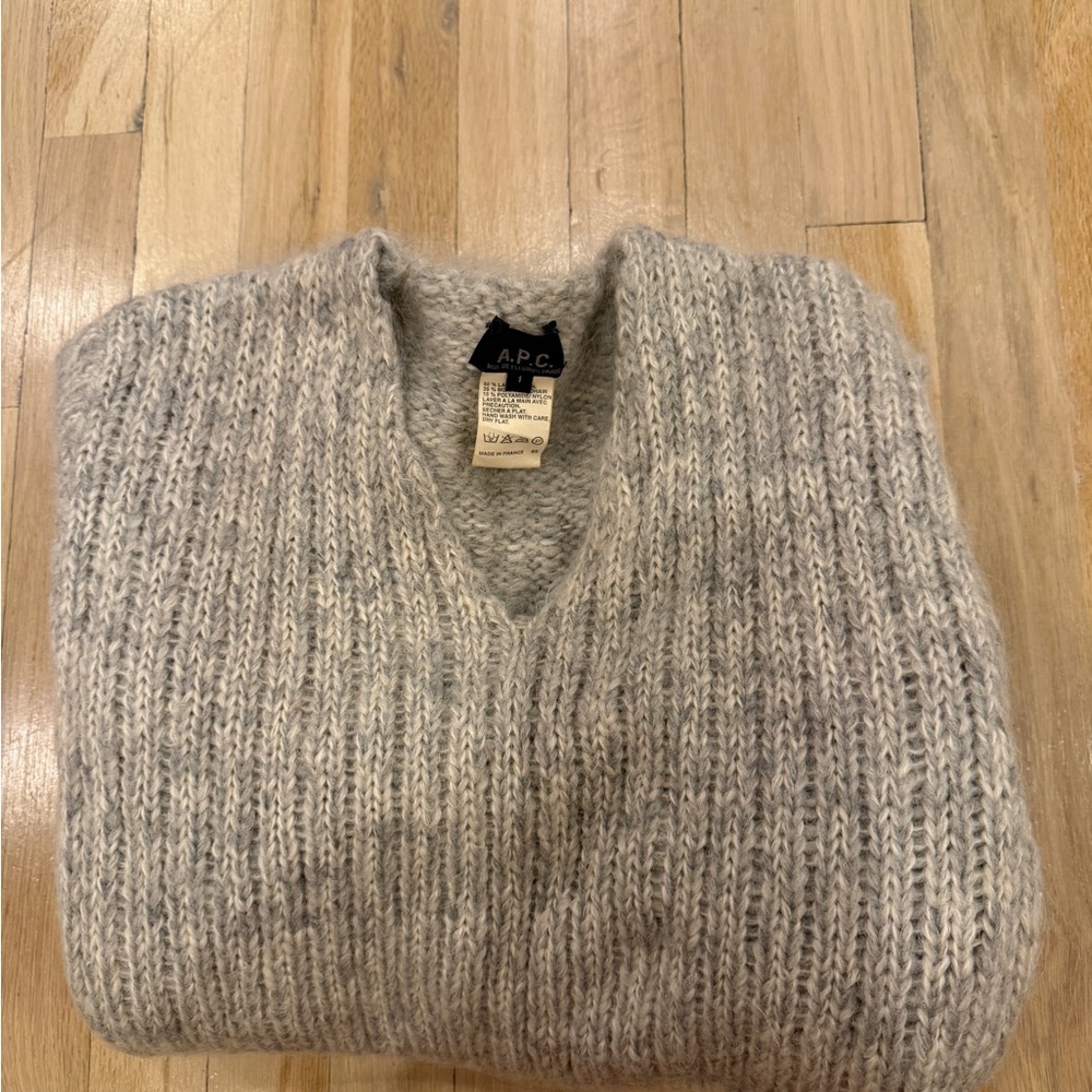 A.P.C. Light Gray V-Neck Sweater